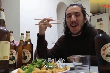 Buddy and a few Italian friends in China, eating Chinese food.Read more at www vgolds.com.
