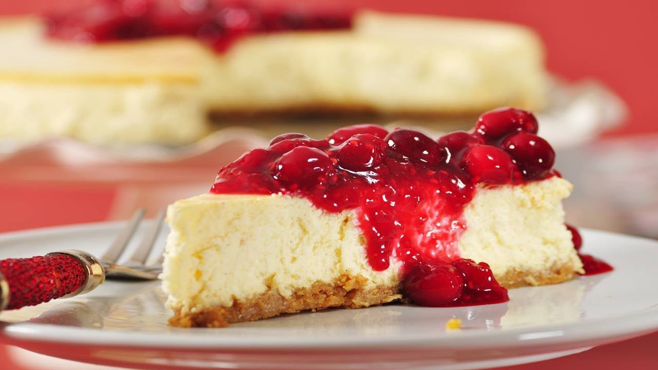 Ricotta Cheesecake With Cran-Raspberry Sauce Recipe Demonstration – Joyofbaking.com Ricotta Cheesecake With Cran-Raspberry Sauce Recipe Demonstration - Joyofbaking.com