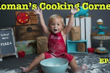 2-year-old makes pizza