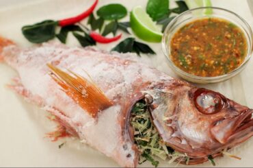 Salt Crusted Fish Recipe ปลาเผาเกลือ - Hot Thai Kitchen