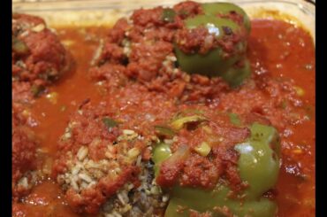 YUMMY STUFFED GREEN PEPPERS IN SAUCE RECIPE/  / Cheryls Home Cooking