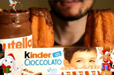 ASMR NUTELLA + PANDORO + KINDER CHOCOLATE BARS EATING SOUNDS *MUKBANG ITA CHRISTMAS ITALIAN FOOD 먹방