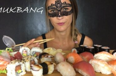 MUKBANG SUSHI PLATTER FEAST (Eating Show) Sashimi & Sushi Rolls