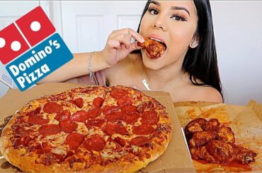 DOMINOS Pizza + Hot Wings MUKBANG