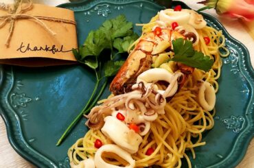 Seafood Spaghetti Aglio Olio~Have a date with  the delicious Italian Pasta