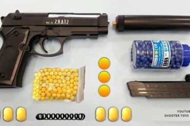 Realistic Beretta Toy Gun | Yellow Plastic Ball Bullet Airsoft BB Gun | Italian Military Toys