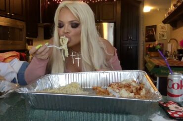 STUFFING MY FACE WITH CHEESY PASTAS! FETTUCINI, BAKED ZITI, FRIED CHEESE ITALIAN FOOD MUKBANG