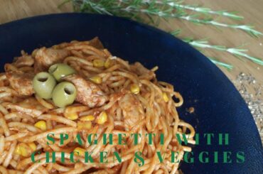SPAGHETTI  WITH CHICKEN & VEGGIES | Pakistani Food In Italy #easyrecipe #yummyrecipe