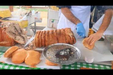 Street Food in Italy - Panini with Porchetta (Porchetta Sandwich) ITALIAN STREET FOOD in Tuscany!
