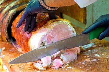 Food in Italy - PORCHETTA KING of ITALY!! Italian Food in Rome : World's BEST Porchetta Factory!!