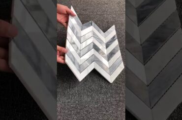 Carrara White & Bardiglio Gray 1x3 Chevron Mosaic Tile Polished - Marble from Italy