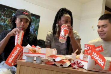 German Popeyes and Krispy Kreme MUKBANG |SUPER FUNNY !