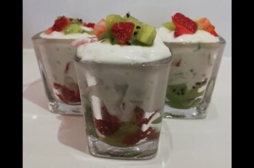 Fruit Coconut Creamy Dessert & Italian Sausages Salad