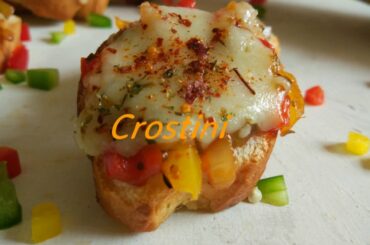 crostini recipe in hindi/italian appetizer/how to make crostini/easy bread recipe roshniscuisine