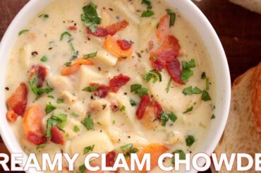New England Creamy Clam Chowder Soup Recipe - Comfort Food