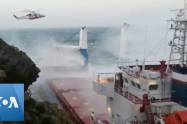 Italian Coast Guard Rescues Crew From Battered Ship