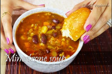 Hearty Minestrone soup | Vegetarian recipe by crazy4veggie.com