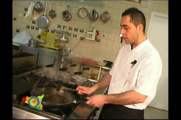 ravioli con nero di seppia course in Italian cuisine.