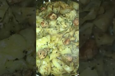 Spicy fried cabbage with hot Italian sausage!