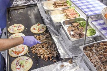 Pita Gyros from Greece with Pork and Lamb Meat. Italy Street Food