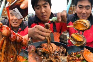 Challenging seafood dish #233 - Super spicy seafood, Chinese Fishermen eat seafood