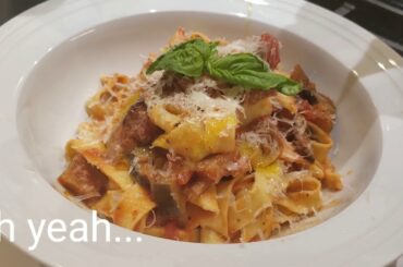 Rolling fresh pasta with a wine bottle!