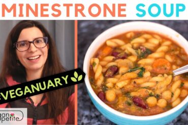 1-Pot VEGAN MINESTRONE SOUP Recipe - Italian Vegetable & Pasta Soup #Veganuary