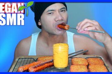 ITALIAN SAUSAGES, HASH-BROWNS with DIAYA CHEESE SAUCE | ASMR EATING | VEGAN MUKBANG | PitaEats.