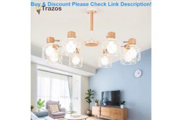 Best TRAZOS Wooden Pendant Lights For Living Room Iron Lampshade LED E27 Lighting Lustres Para Sala