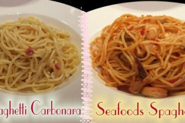 SEAFOODS SPAGHETTI & SPAGHETTI CARBONARA LIKE IN THE ITALIAN RESTAURANT |  Super Marie
