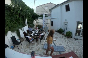 Eating BBQ dinner in Croatia