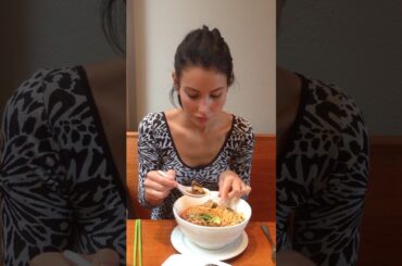 Brittany Bianchi eating soup in Palo Alto, ca