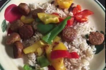 Cooking a stir fry with Beyond Meat