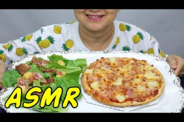 ASMR • Thin Crust Hawaiian Pizza & Caesar Salad • Eating Sounds • Light Whispers • Nana Eats