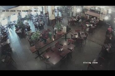 Raw video: Tire flies into restaurant, narrowly misses employee
