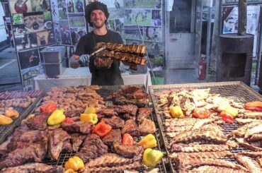 Huge Asado from Argentina. Street Food Festival seen in Italy