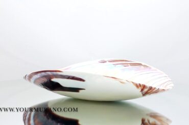 Murano glass decorative plate white brown modern design - MERCURY | YOURMURANO