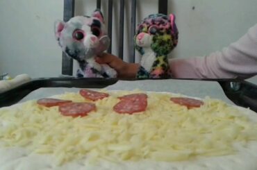 Cooking with rainbow and lindi.