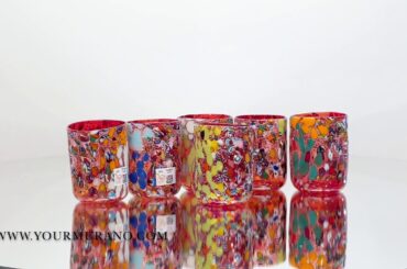 Orange murano glass tumbler set for wine water - KAIA | YOURMURANO