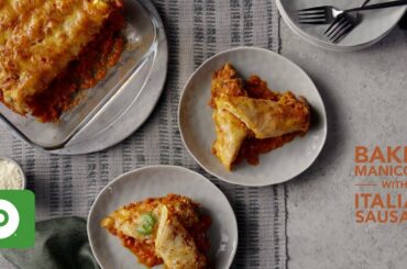 Baked Manicotti with Italian Sausage. A Publix Aprons® Recipe.