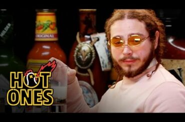 Post Malone Sauces on Everyone While Eating Spicy Wings | Hot Ones