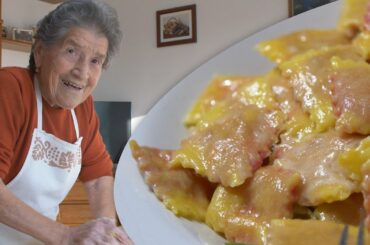 Pasta Grannies discovers 90 year old Filomena's beetroot filled ravioli!
