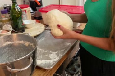 The folding and the brushing of Italian bread