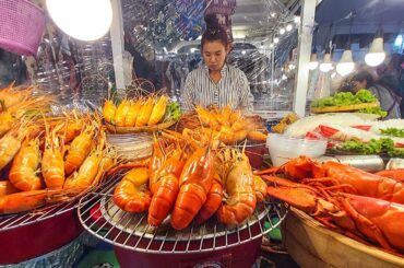 Thai Street Food in Bangkok. Central World Square Food Market on Christmas Day