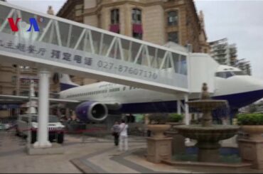 Dining inside a grounded airplane