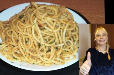 Паста с анчоусами и сухарями.Pasta with anchovies and breadcrumbs. Итальянская кухня