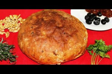 ХЛЕБ итальянский от итальянца,  с грецкими орехами и вялеными помидорами.Italian bread with walnuts.