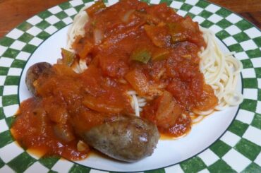 Cooking Italian Sausage and Pasta in Corning Visions Cookware