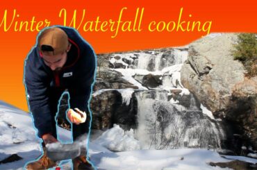 Cooking Spicy Italian Sausage at a Waterfall (Winter Waterfall Cooking)