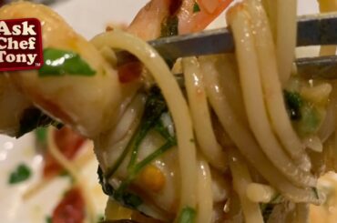 Spaghetti with shrimp/scampi/gamberi e zucchini